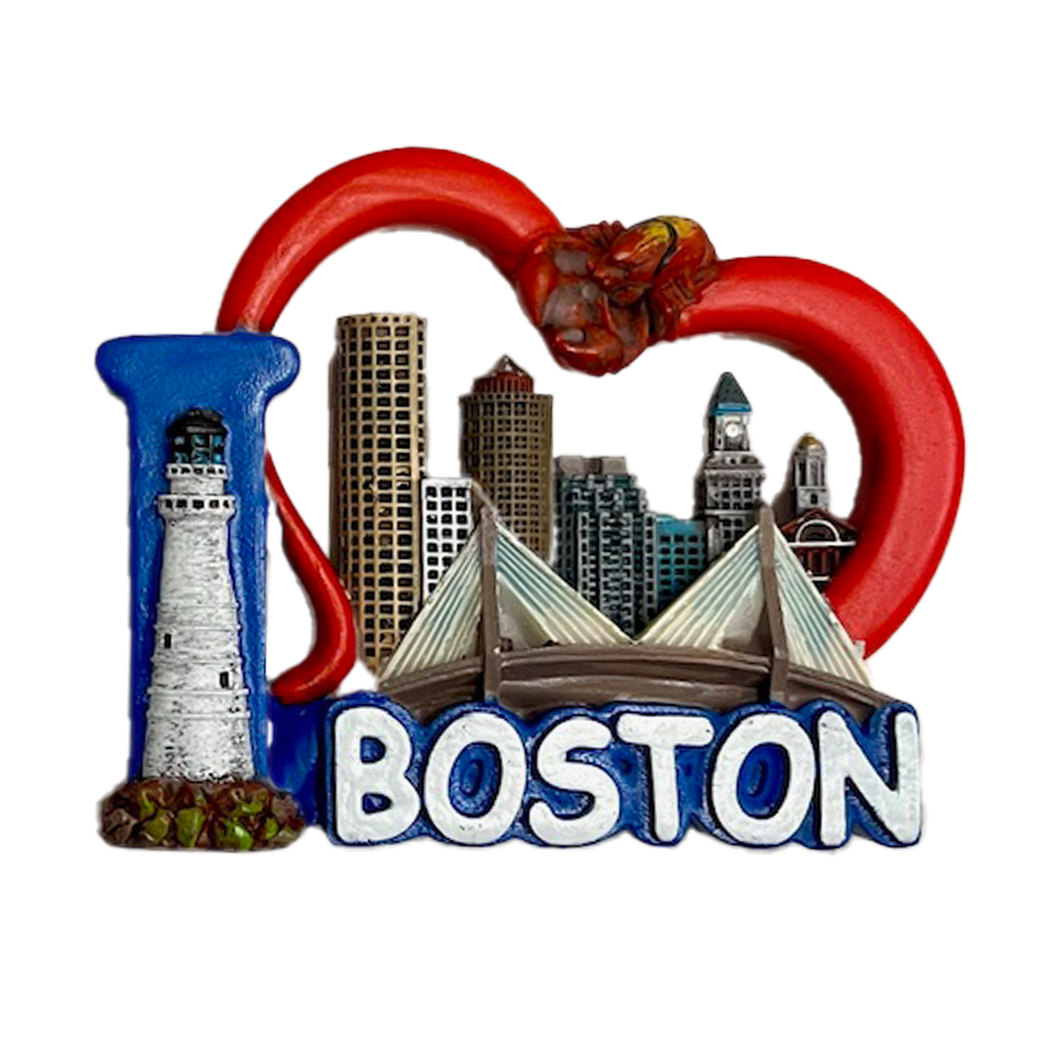 I Love Boston Lighthouse Magnet